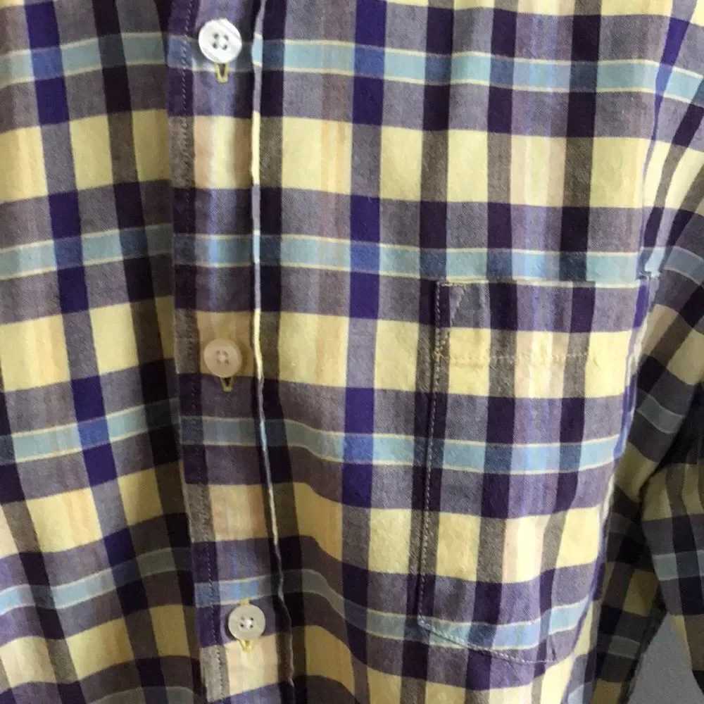 J. Crew purple/yellow/blue button down shirt, Med